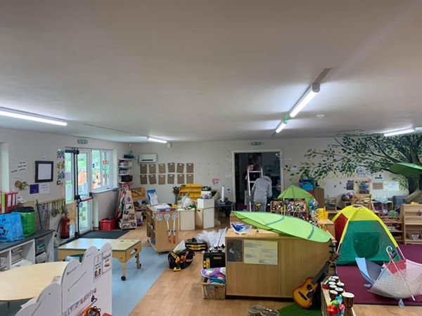 Playroom at Playtimes Playgroup in Spaldwick after new LED and emergency lighting was fitted