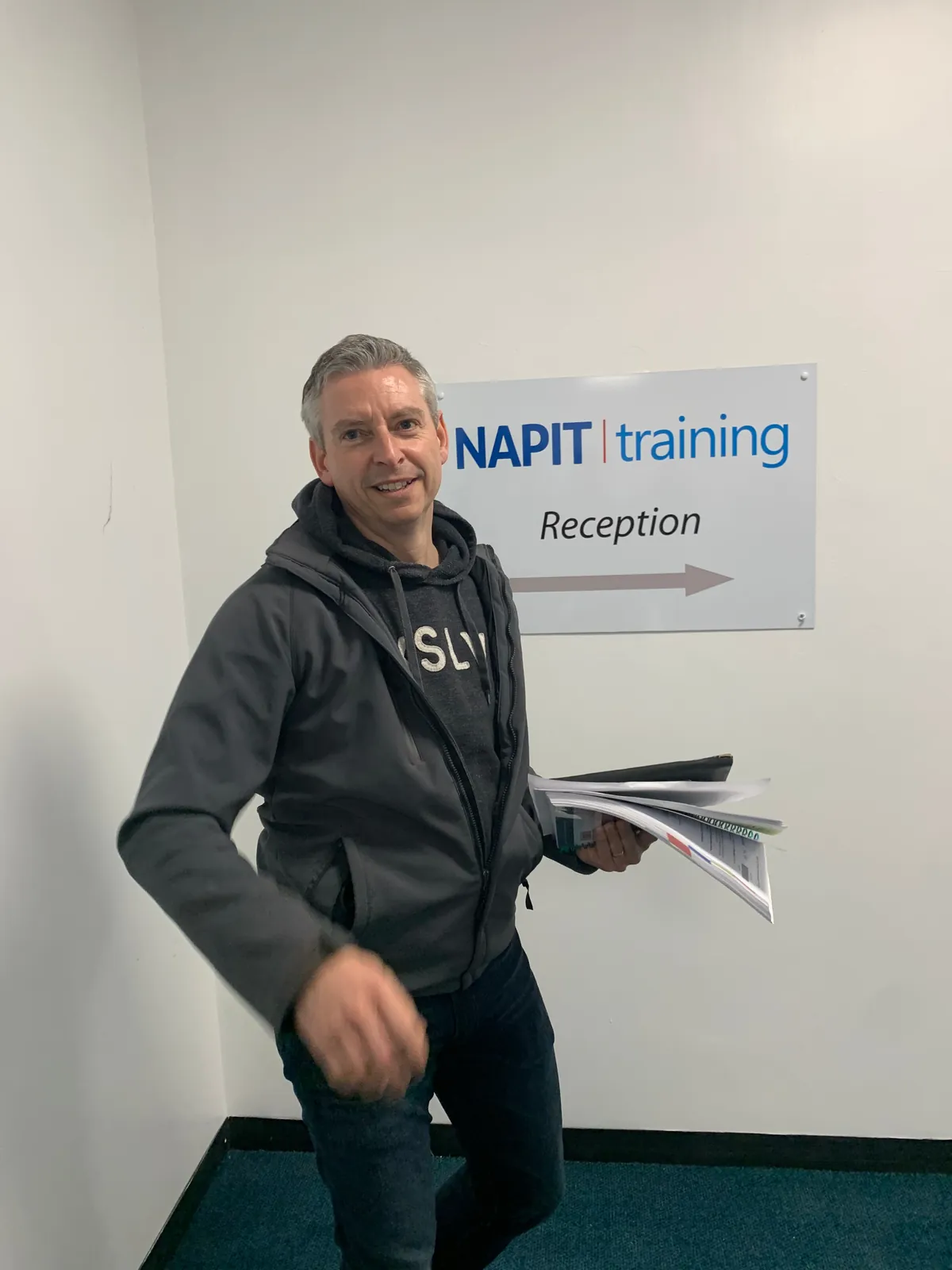 Jason Pope of Selec Group arriving at a NAPIT training course